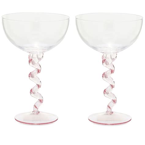 &Klevering Spiral Coupe Glasses - Set of 2 Pink | END. (HK)