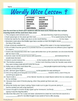 Wordly Wise Vocabulary Book Lesson Activity Pack By Freshly Brewed