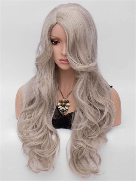 Long Side Parting Wavy Capless Synthetic Cosplay Party Wig Ad Ad