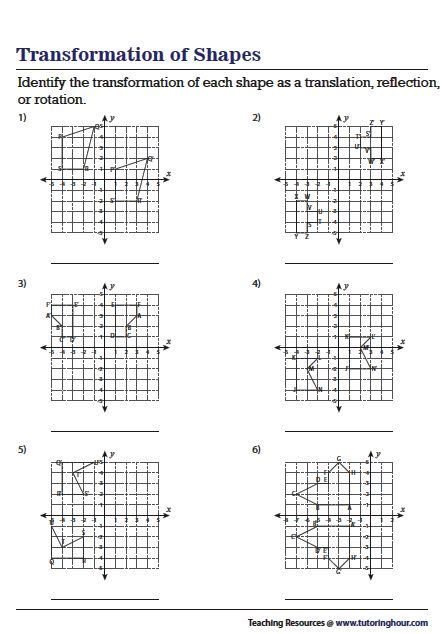 Transformation In Geometry Worksheets