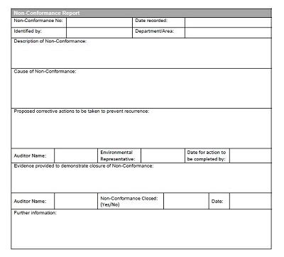 Ncr Non Conformance Report Incr Internal Off