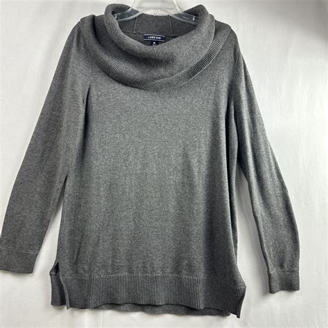 Lands End Tunic Sweater Womens Medium Long Sleeve Cowl Neck Gray