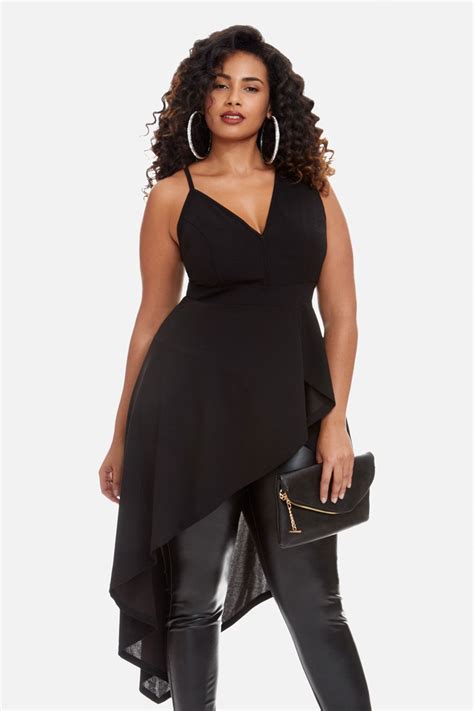 Plus Size Avery Asymmetrical Hi Low Peplum Top Plus Size Peplum Peplum Top Plus Size Tops