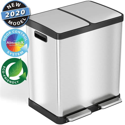 Itouchless Softstep 16 Gallon Step Trash Can And Recycle Bin With