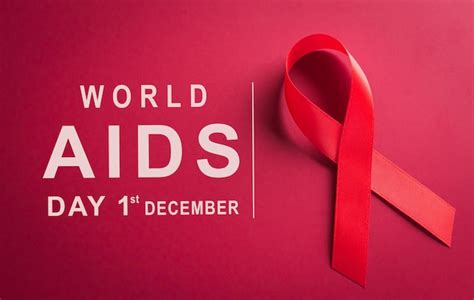 Premium Photo | Closeup red ribbon hiv world aids day awareness ribbon ...