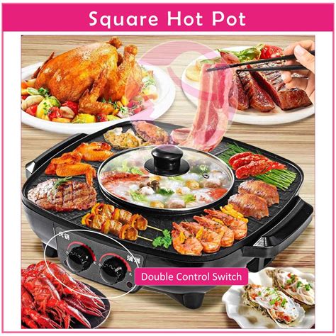 Sarawak 2 In 1 Electric Square BBQ Dual Temperature Controllers