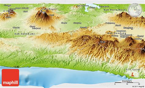 Physical Panoramic Map of Kab. Cianjur