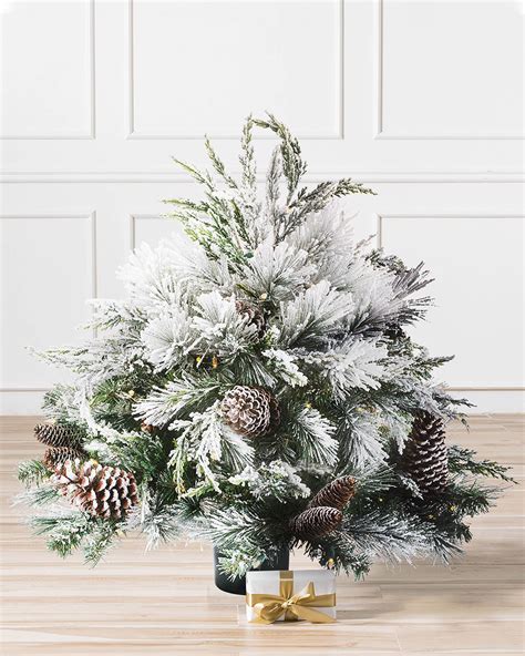 Outdoor Frosted Evergreen Artificial Potted Foliage Balsam Hill