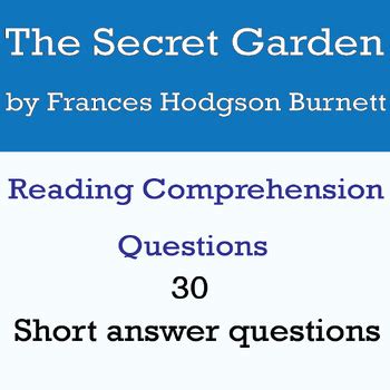 The Secret Garden Novel Reading Comprehension Questions By Book Sphere