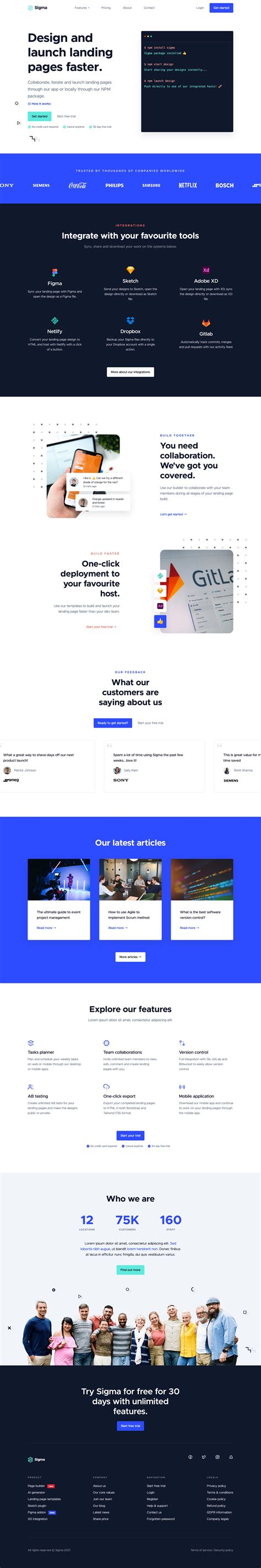 Sigma Free Clean Bootstrap HTML Website Template