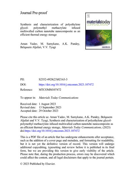 PDF Synthesis And Characterization Of Polyethylene Glycol Polymethyl