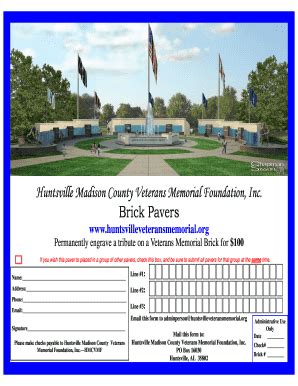 Fillable Online Huntsvilleveteransmemorial Brick Paver Form