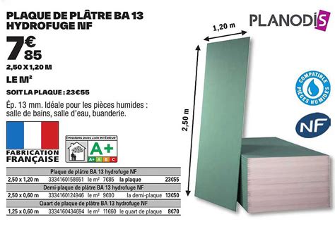 Promo Plaque De Pl Tre Ba Hydrofuge Nf Planodis Chez Brico D P T