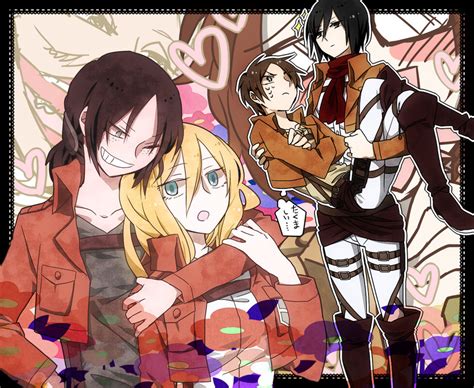 Mikasa Ackerman Eren Yeager And Christa Renz Shingeki No Kyojin Hot