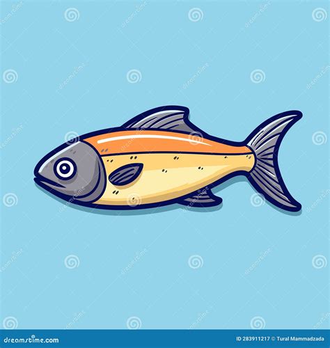 Vector Of A Floating Fish In Clear Blue Water Stock Vector