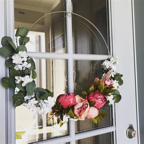 Macrame Hoop Wreath Inspiration Peonies Eucalyptus White Blossoms