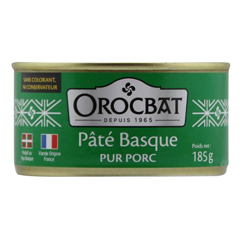 Pâté Basque OROCBAT la boite de 185 g à Prix Carrefour