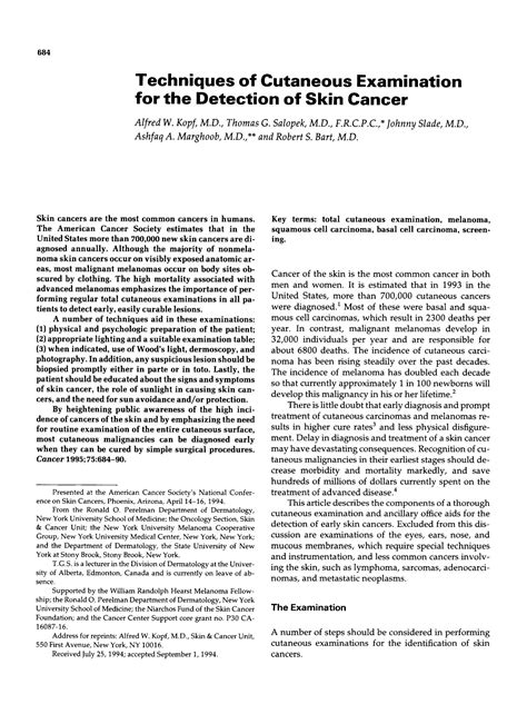 SOLUTION Techniques Of Cutaneous Examination For The Detection Of Skin