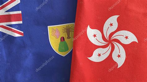 Hong Kong Y Las Islas Turcas Y Caicos Dos Banderas De Tela Textil