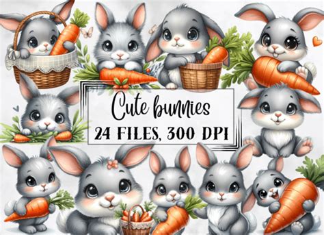 Easter Clipart Easter Bunnies Clip Art Graphic By Anetartstore