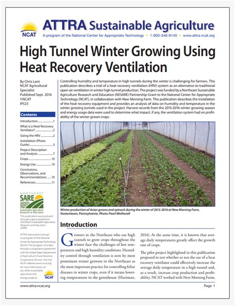 High Tunnel Winter Growing Using Heat Recovery Ventilation | ATTRA ...