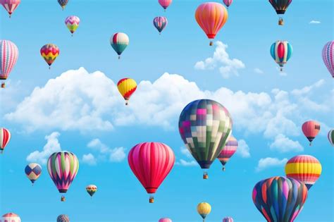 Premium Photo Colorful Hot Air Balloons Floating In The Sky Generative AI