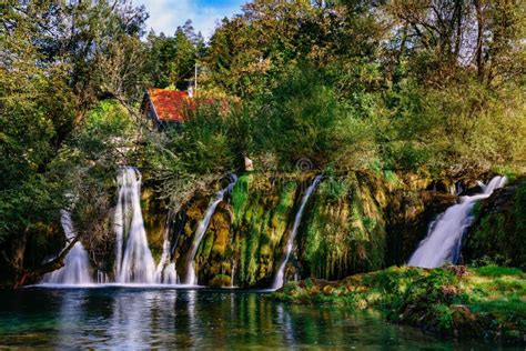 Waterfall On Korana River Canyon In Village Of Rastoke Slunj In