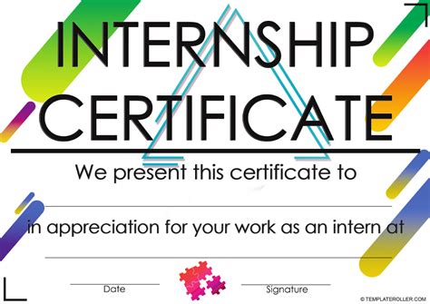 Internship Certificate Template - Varicolored Download Printable PDF ...