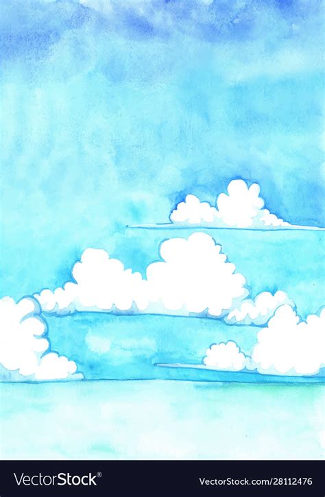 Cloud sky on day watercolor hand painting Vector Image