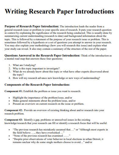 Research Paper Introduction - 26+ Examples, Word, Google Docs, Apple ...