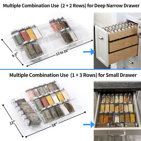 Snapklik Clear Acrylic Spice Drawer Organizer 4 Tier 2 Set