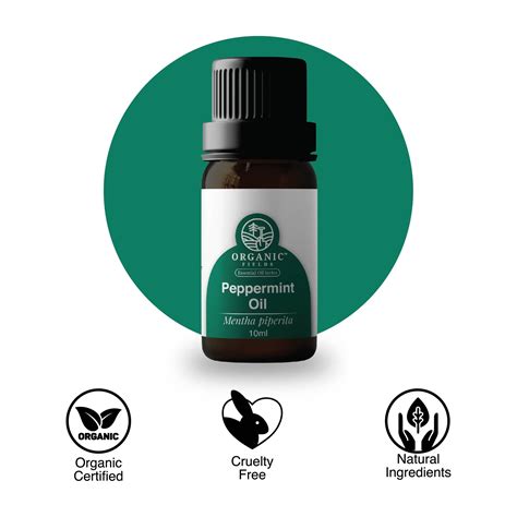 Organic Peppermint Essential Oil 10ml Organic Fields