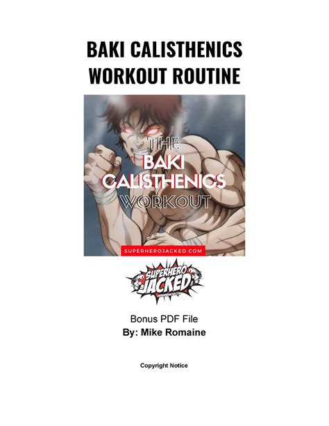 Baki Calisthenics Workout Pdf Baki Calisthenics Workout Routine Bonus