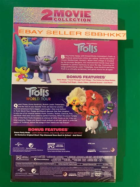 Trolls World Tour Movie Collection Dvd Slipcover Authentic Read