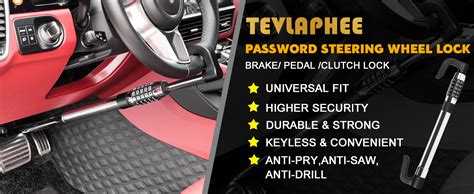 Tevlaphee Combination Steering Wheel Lock Password Code Steering Lock