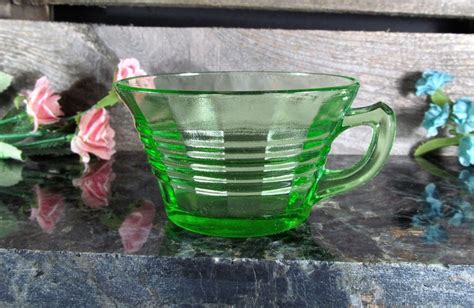 Green Vaseline Glass Serving Cup Black Light Responsive Etsy