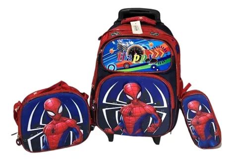 Kit Escolar Mochila Rodinha Homem Aranha Spiderman Lanc Esto Frete Gr Tis