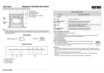 Ignis AKS 200 IX 01 Oven Program Chart Manualzz