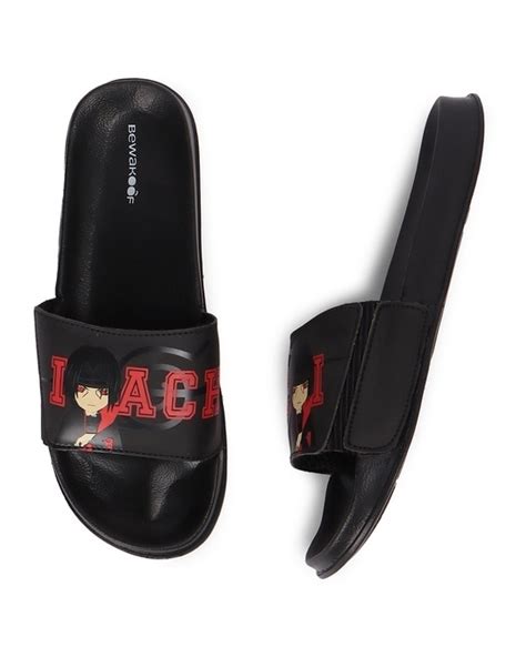 Buy Men S Black Itachi Chibi Printed Sliders Online In India At Bewakoof