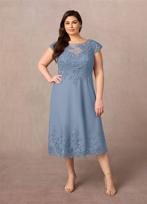 Azazie Terrano Dusty Blue A Line Scoop Lace Lace Dress Azazie