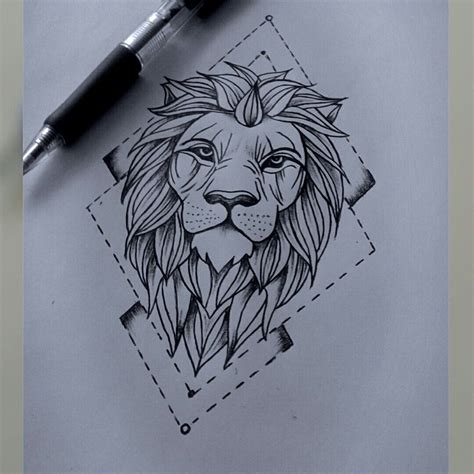 Lion Drawing Lion Tattoo Geometric Lion Lion Tattoo Design