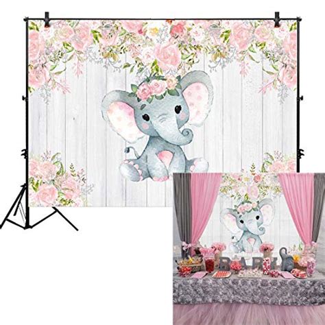 Allenjoy 7x5ft Rustic Floral Elephant Backdrop For Baby Shower Party