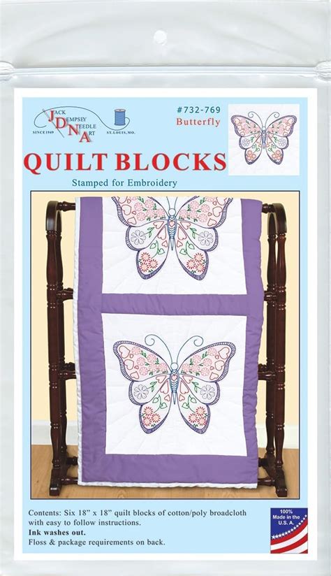 Jack Dempsey Needle Art Butterfly 18 Quilt Blocks