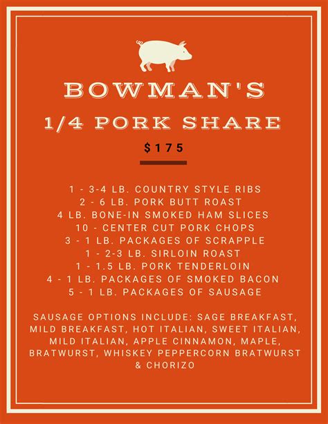 1 4 Pork Share Bowman S Butcher Shop