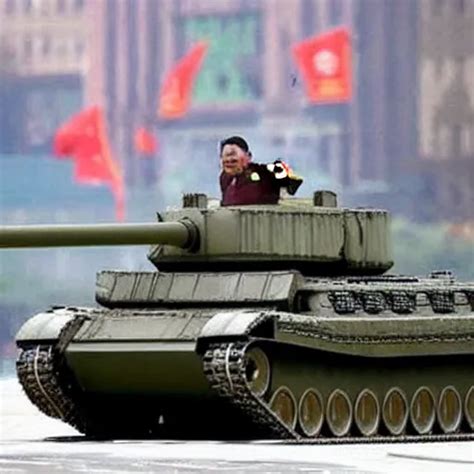 Kim Jong Un As Huge Tank Destroys New York City Stable Diffusion