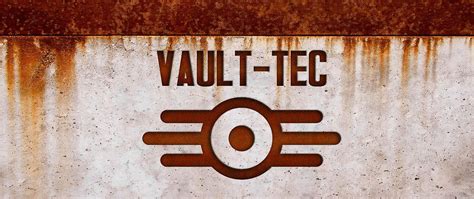 Download Vault Tec Logo On A Rustic Surface Wallpaper