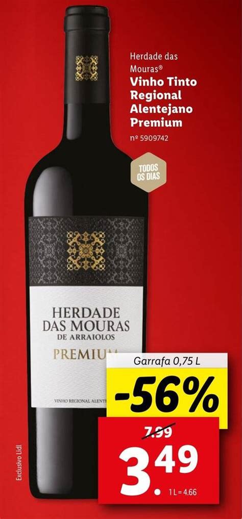 Promo O Herdade Das Mouras Vinho Tinto Regional Alentejano Premium Em Lidl