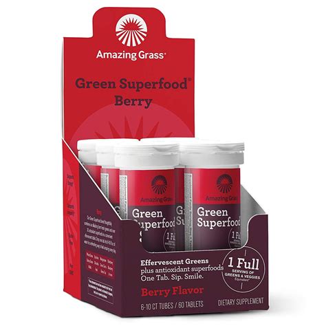 Amazing Grass Fizzy Green Tablets Superfood Berry Green Superfood