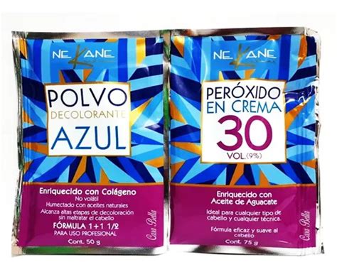 Decolorante Polvo Azul Con Colageno Sobre Peroxido 30 Vol