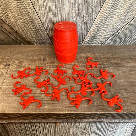 Vintage Barrel of Monkeys Toy Milton Bradley USA Vintage Red Plastic ...